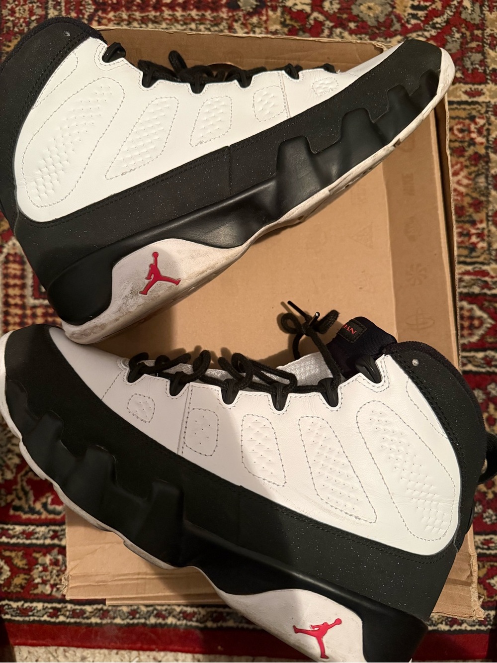 Jordan 9 Retro OG Men's High-Top Sneakers - White/Black with Red Jumpman